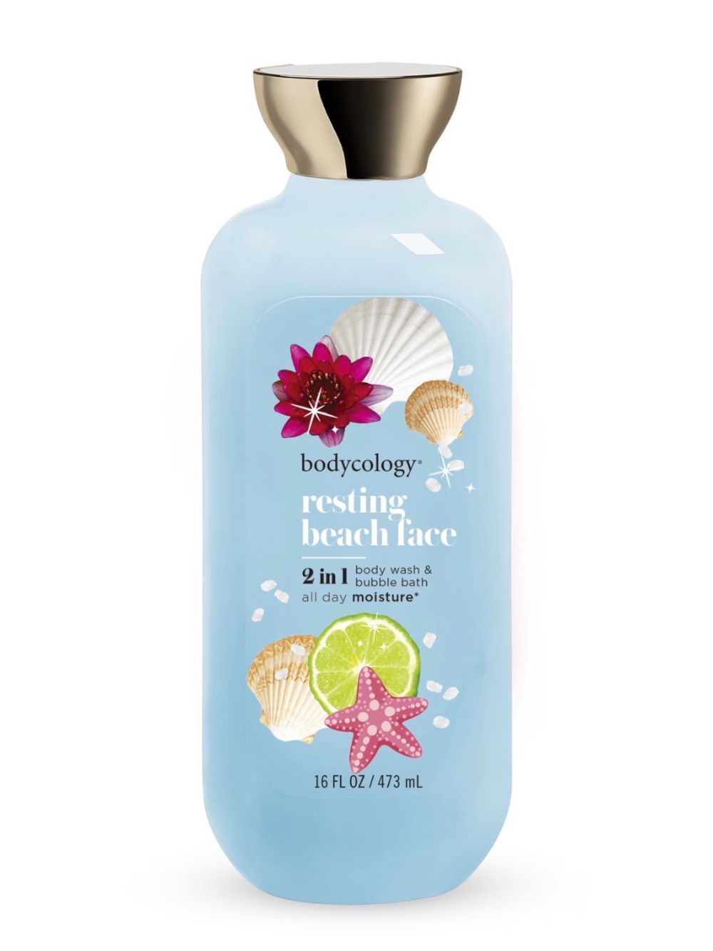 Bodycology Resting Beach Face 2-in-1 Body Wash & Bubble Bath - Light Blue